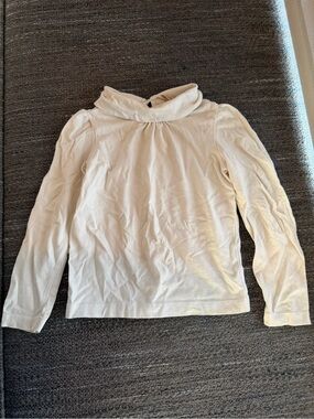 Trussardi Cream Ribbed Mock Neck Top